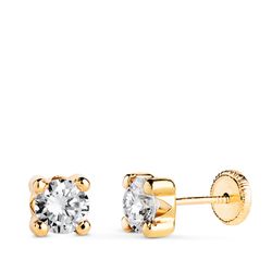 Pendientes Oro 18kts N5700-5AT Circonita 4 Garras 5x5,5mm