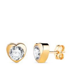 Pendientes Oro 18kts N5998-6AP Corazón Circonita 7,5x7,5mm