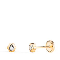 Pendientes Oro 18kts N5999-3AT Margarita Circonitas 4x4mm