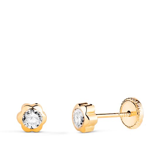 Pendientes Oro 18kts N5999-4AT Margarita Circonitas 5x5mm