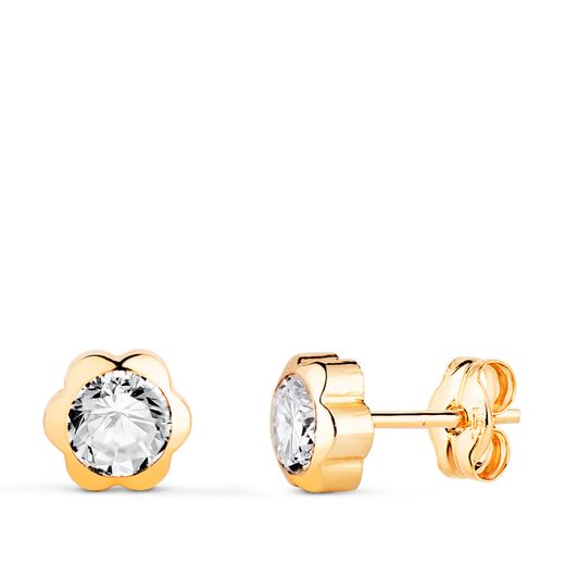 Pendientes Oro 18kts N5999-5AP Margarita Circonitas 6x6mm