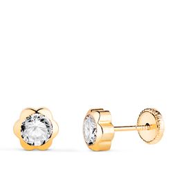 Pendientes Oro 18kts N5999-5AT Margarita Circonitas 6x6mm