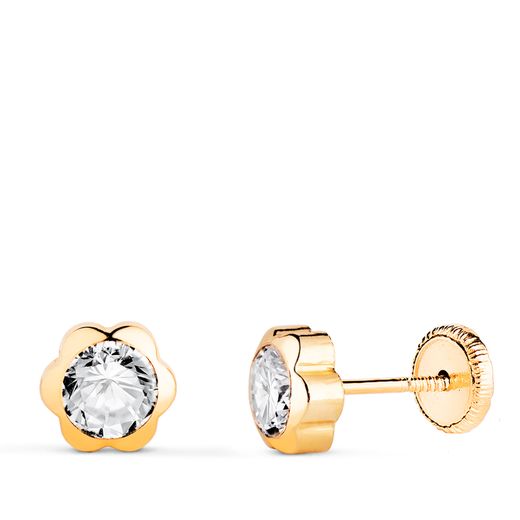 Pendientes Oro 18kts N5999-5AT Margarita Circonitas 6x6mm