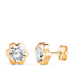Pendientes Oro 18kts N5999-6AP Margarita Circonitas 7,5x7,5mm