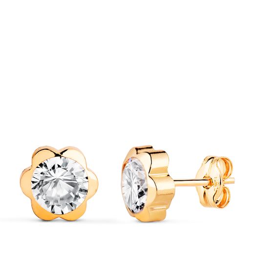 Pendientes Oro 18kts N5999-6AP Margarita Circonitas 7,5x7,5mm