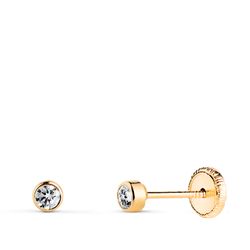 Pendientes Oro 18kts N6000-3AT Circonita Redonda 3mm