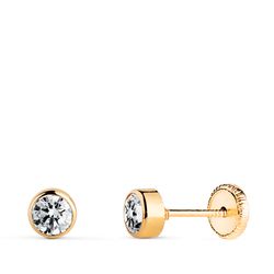 Pendientes Oro 18kts N6000-4AT Circonita Redonda 4mm