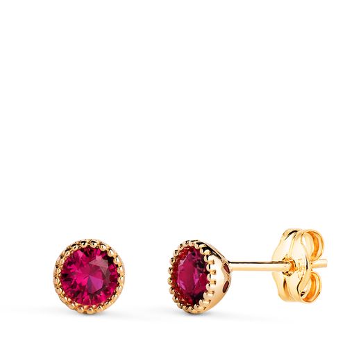 Pendientes Oro 18kts N8993-3PRO Circonita Roja 5mm
