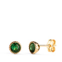 Pendientes Oro 18kts N8993-3PVE Circonita Verde 5mm