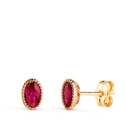 Pendientes Oro 18kts N8994-3PRO Circonita Ovalada Roja 6x4mm