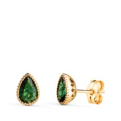 Pendientes Oro 18kts N8995-3PVE Lágrima Circonita Verde 7x5mm