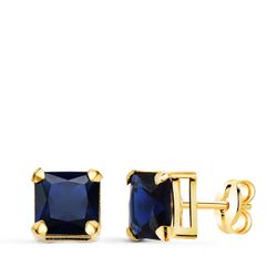 Pendientes Oro 18kts N8997-3PAZ Circonita Cuadrada Azul 6x6mm