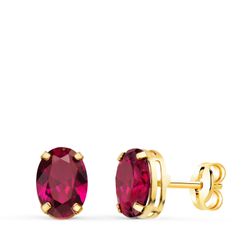 Pendientes Oro 18kts N8998-3PRO Circonita Roja Ovalada 7x5mm