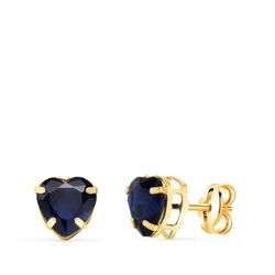 Pendientes Oro 18kts N8999-3PAZ Corazón Circonita Azul 6x6mm