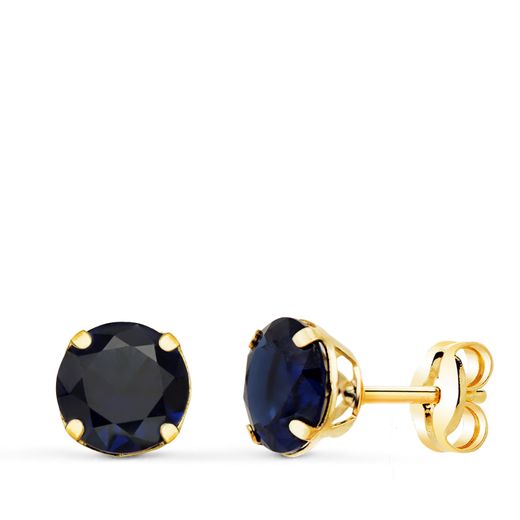 Pendientes Oro 18kts N9000-3PAZ Circonita Redonda Azul 6mm