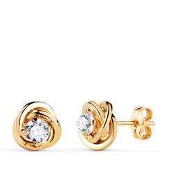 Pendientes Oro 18kts Nudo Circonita 8x8mm N5990-5AP