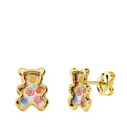 Pendientes Oro 18kts Osos Nacar Colores 8X6,5mm 21040