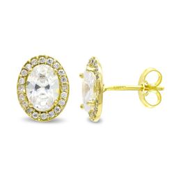 Pendientes Oro 18kts Oval Circonitas 10X8mm 20733-1-OA