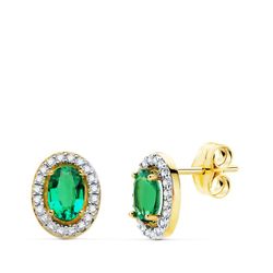 Pendientes Oro 18kts Oval Esmeralda 0,98ct 6X4mm Presión 20744-1ES