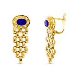 Panter Boucles d'oreilles en or 18 carats Pierre saphir 6X4 mm 7722-PZA
