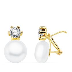 Pendientes Oro 18kts Perla 17X10mm Omega 18957