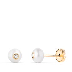 Pendientes Oro 18kts Perla C. Circonita N3945-3AT 5,00mm
