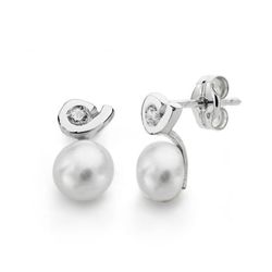 Pendientes Oro 18kts Perla Circonitas 11X6mm 18202