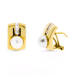 Pendientes Oro 18kts Perla Cultivada 14X9mm 11221
