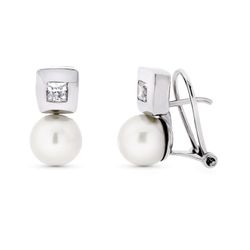 Pendientes Oro 18kts Perla Cultivada 7mm 13X7mm 10860