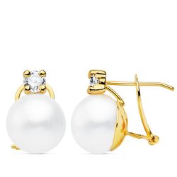 Pendientes Oro 18kts Perla Garras 15X11mm Omega 21047