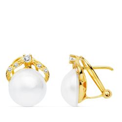 Pendientes Oro 18kts 13x11mm 3238-1 Perla