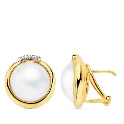 Pendientes Oro 18kts Perla Japonesa 17X16mm 20504-1