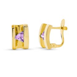 Orecchini in oro 18kt con pietra ametista 10X7mm 11595-AT