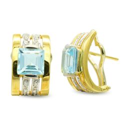 Pendientes Oro 18kts Piedra Cuadra Circonitas 7199-1