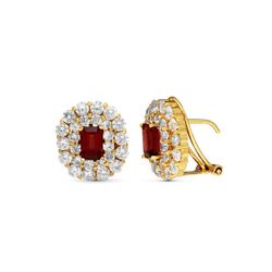 Pendientes Oro 18kts Piedra Granate 6X4mm Omega 20460-1GR