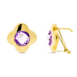 Pendientes Oro 18kts Piedra Oval 8mm Amatista 15mm 11405-AT