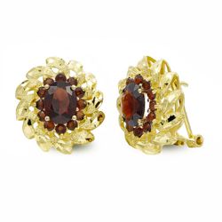 Pendientes Oro 18kts Piedra Oval Circonitas Hojas 7315-1