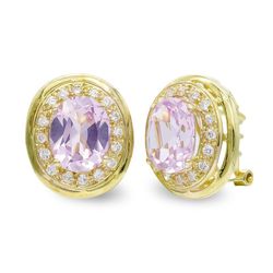 Pendientes Oro 18kts Piedra Rosa 10X8mm Circonitas 7470-1RS