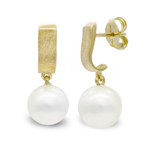 Boucles d'oreilles perles rayées en or 18 carats 10 mm 20382-1
