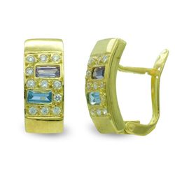 Pendientes Oro 18kts Rectangular Circonitas 7538-1