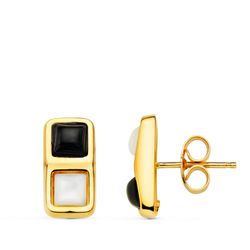 Pendientes Oro 18kts Rectangulo Onix Nacar 13X7mm 11539