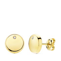Pendientes Oro 18kts Redondo Circonitas 8mm 18900