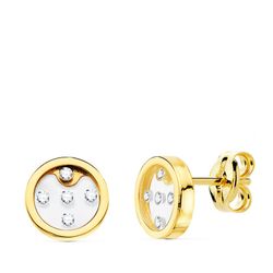 Pendientes Oro 18kts Redondos Airshine Transparente Circonitas 8mm 21146