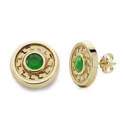 Pendientes Oro 18kts Redondos Piedra Verde 11mm 18569-VE