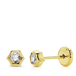 Brincos de ouro 18kts Sun Zirconia 0686