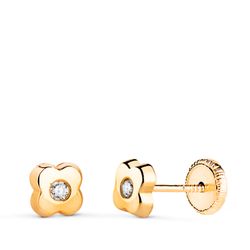 Pendientes Oro 18kts Trébol Circonitas 18483 5,5x5mm