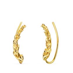 Pendientes Oro 18kts Trepadores Hojitas 15X3mm 21324
