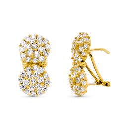 Pendientes Oro 18kts Tu Yo Cuajos Circonitas 20X10mm Cierre Omega 10681