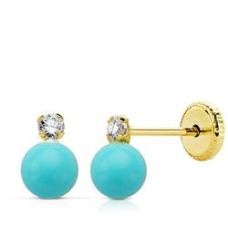 Pendientes Oro 18kts Turquesa Circonita 0794-T