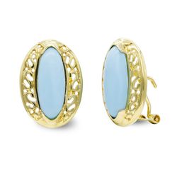 Pendientes Oro 18kts Turquesa Fina 26X6mm Omega 7487-1T